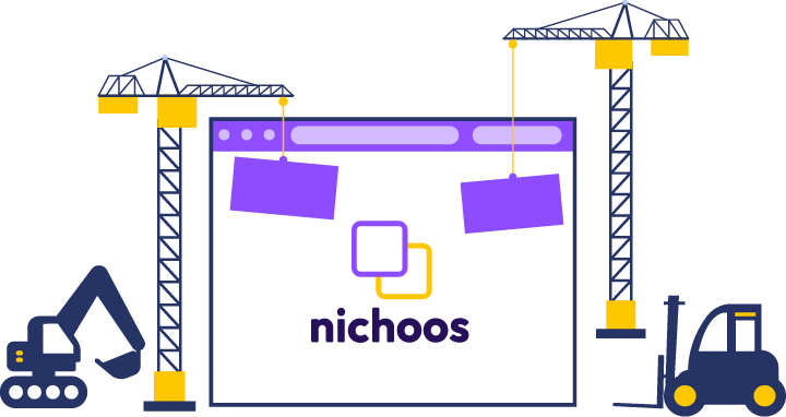 Imagem de um terreiro de obras para a mensagem de "site em construção" do Blog Nichoos - Plataformas para Criação de Comunidades Online